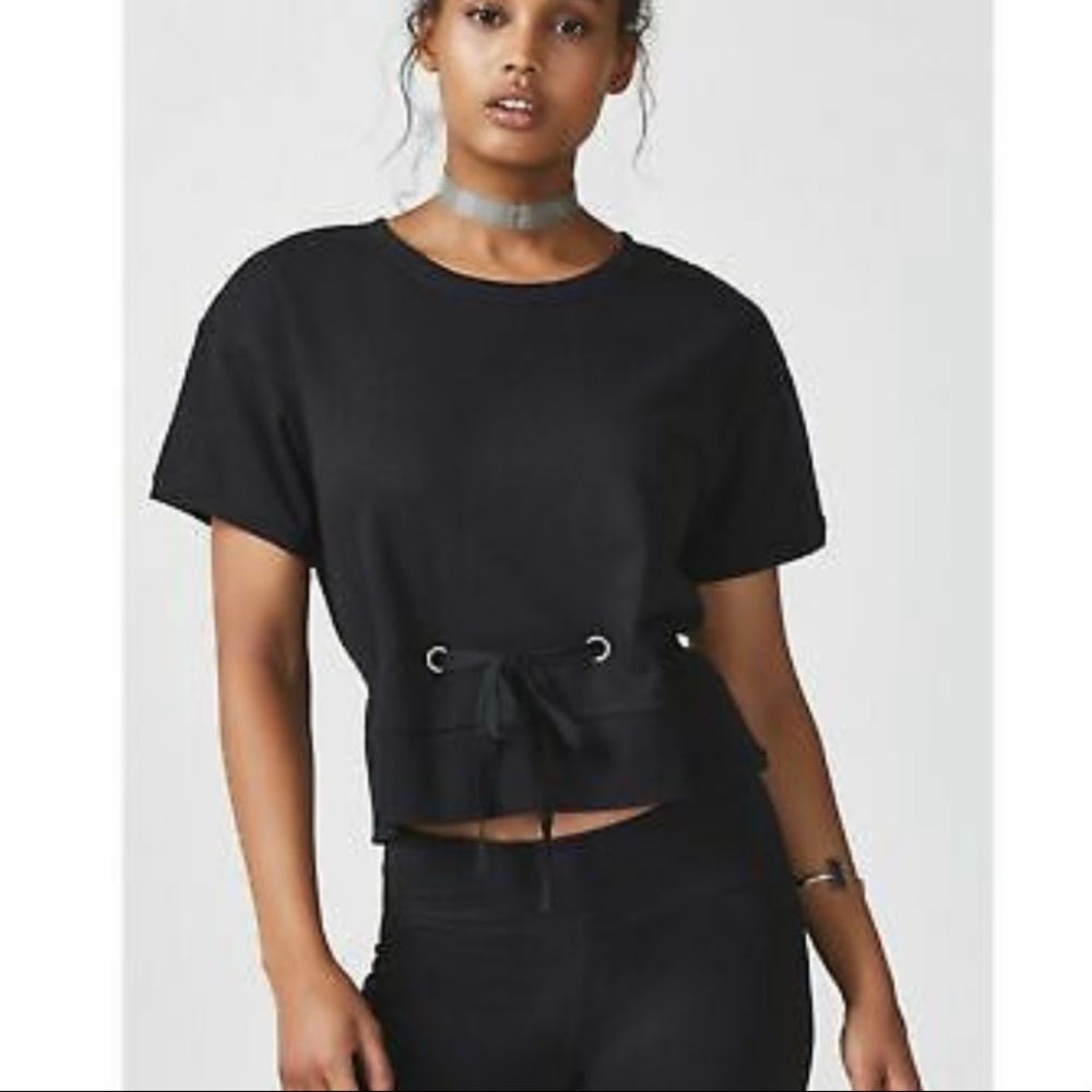 Fabletics Odin Top Black Short Sleeve Cinched